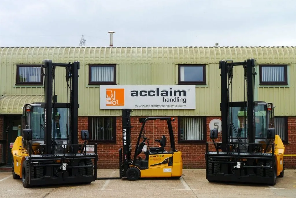 Forklifts outside the Acclaim Handling depot at Purfleet
