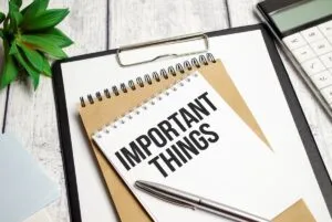 Notebook written with Important Things word