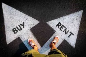 Dilemma buy or rent concept